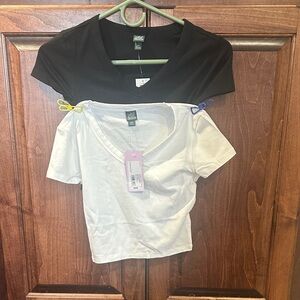 Black and White V-Neck T-Shirts